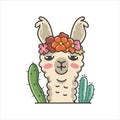 vector cute iluma with succulent cartoon character Royalty Free Stock Photo