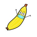 Ilustration cartoon of cute banana thats wear face mask