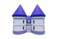 ilustration 3d rendering model of modern minimalist blue purple castle