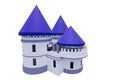 ilustration 3d rendering model of modern minimalist blue purple castle