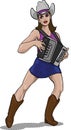 Mujer musician holding an accordion