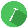 Ilustration of hammer silhouette with long shadow and green circle