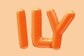 ILY orange foil balloon Royalty Free Stock Photo
