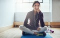 Im closer than ever to my fitness goals. Portrait of an attractive young woman listening to music while working out at Royalty Free Stock Photo