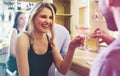 Im having so much fun getting to know you. a young man and woman toasting with their drinks in a nightclub. Royalty Free Stock Photo