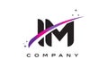 IM I M Black Letter Logo Design with Purple Magenta Swoosh