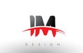 IM I M Brush Logo Letters with Red and Black Swoosh Brush Front