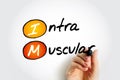 IM Intramuscular - injection of a substance into a muscle, acronym text concept background Royalty Free Stock Photo