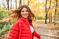 Im in the mood for autumn. Cropped portrait of an attractive young woman in the forest during autumn. Royalty Free Stock Photo