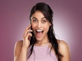 Im so surprised I cant find the words for it. a beautiful young woman looking surprised while talking on a mobile phone Royalty Free Stock Photo