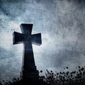 Imacross in the cemetery, halloween background Royalty Free Stock Photo
