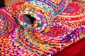 Imafe of colored handmade carpet close up Royalty Free Stock Photo