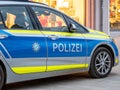 Imaga of a german police car from the state of bavaria with the letters polizei on the door Royalty Free Stock Photo