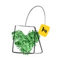image with an abstract bag of green, herb tea