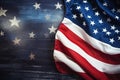 Abstract design of American flag and stars on wooden desk for Independence day Royalty Free Stock Photo
