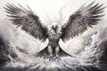 Image of abstract fantasy of eagle spreading its wings. Birds, Wildlife Animals, Illustration, Generative AI