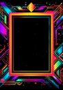 Abstract neon graffiti frame 80s retro nostalgic Royalty Free Stock Photo