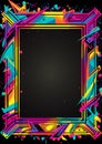 Abstract neon graffiti frame 80s retro nostalgic Royalty Free Stock Photo