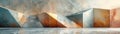 The image is an abstract painting with a blue, orange, and brown color scheme