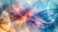 The image is an abstract painting with a blue and orange color scheme