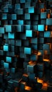 an image of an abstract wall made of blue and orange cubes Royalty Free Stock Photo