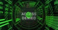 Image of access denied text, changing numbers in circles, loading bars against black background Royalty Free Stock Photo