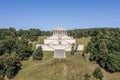 Image of an aerial view with a drone of the Walhalla in Regensburg, Germany
