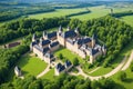 Aerial view of Karlstejn Castle, Czech Republic made with Generative AI