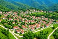 Aerial view of Village of Leshten with Authentic nineteenth century houses, Blagoevgrad Region, Bulgaria