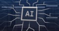 Image of ai data processing over computer circuit board Royalty Free Stock Photo