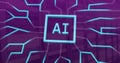 Image of ai data processing over computer circuit board Royalty Free Stock Photo