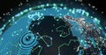 Image of ai data processing over globe with connections Royalty Free Stock Photo