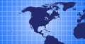 Image of ai data processing over grid and world map background Royalty Free Stock Photo