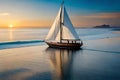 Sailboat Standing Serenely on the Beach at Dusk