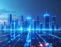 Futuristic Digital Smart City Skyline with AI Data Network and Advanced Technology Infrastructure Royalty Free Stock Photo