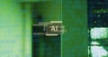Image of ai text, binary coding data processing over computer servers Royalty Free Stock Photo