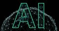 Image of ai text, binary coding data processing over globe Royalty Free Stock Photo