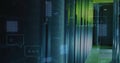 Image of ai text and digital data processing over computer servers Royalty Free Stock Photo