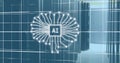 Image of ai text and icon, data processing over computer server Royalty Free Stock Photo
