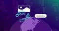 Image of ai text and icon, data processing over globe Royalty Free Stock Photo