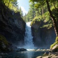 Alpine waterfall in mountain forest under blue sky. made with Generative AI Royalty Free Stock Photo