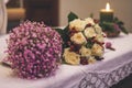 Image of an altar in a catholic church with candles and flowers Royalty Free Stock Photo