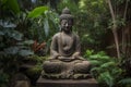 image of amazing buddha statue in the garden generative AI