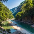 Amazing landscape of Iskar Panega Geopark along the Gold Panega River, Bulgaria made with Generative AI