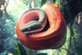 Image of an Amazon Tree Boa snake in its native environment. Royalty Free Stock Photo