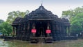 Image of Ambreshwar Shiv Temple In Heavy Rain, Full shot, Historic 11th-century Hindu temple