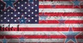 Image of american constitution text, with red, white and blue stars over american flag Royalty Free Stock Photo