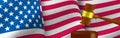image of american flag and judicial feree gavel close up Royalty Free Stock Photo
