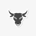 Image of an angry bull head with big horns sticker icon logo Royalty Free Stock Photo