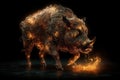 Image of an angry rhinoceros with flames. Wildlife Animals. illustration, generative AI